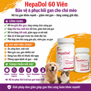 HepaDol DolfoS cho chó mèo – Bổ Gan, Giải Độc, Giảm Men Gan, Hỗ Trợ Gan Nhiễm Mỡ | Nhập Khẩu Châu Âu