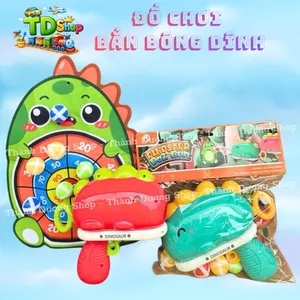 Đồ Chơi Bắn Bóng Dính Khủng Long Tính Điểm Cho Bé Monkid Kèm Bảng Phi Tiêu Tặng 5 Bóng