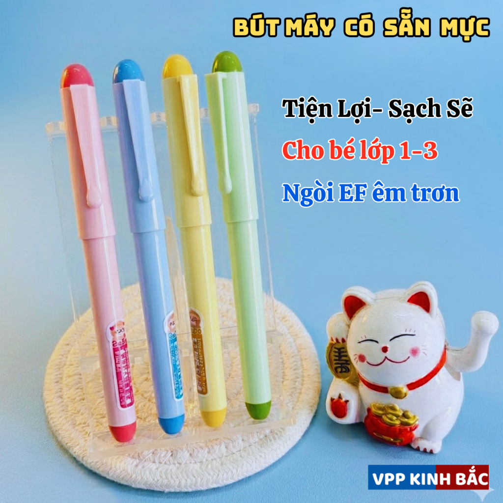 Bút Máy F35 Có sẵn mực chỉ việc dùng, Viết êm trơn bền bỉ, Ngòi 0.38mm tiện lợi sạch sẽ cho Hs cấp 1