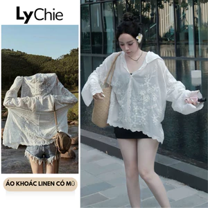 Áo Nữ Ren Dài Tay Có Mũ Dáng Sơ Mi Cao Cấp Sang Chảnh Áo Đi Biển Dạo Phố Sống Ảo Cực Yêu - Kiwikiuu