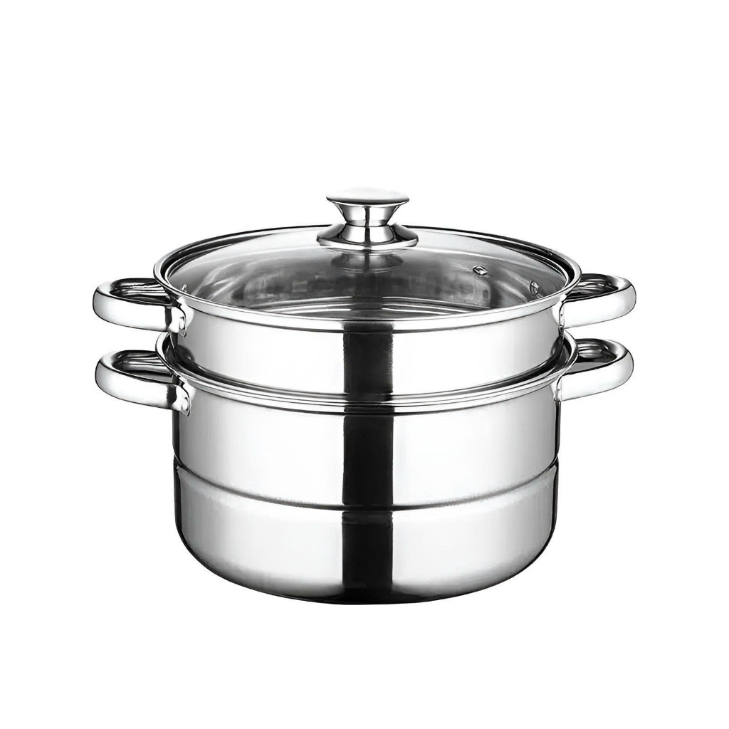 Nồi Luộc Gà 2 Tầng Kèm Giá Hấp Inox SUS 304 – Size 28cm, Nấu Canh, Hầm Xương, Luộc & Hấp Đa Năng