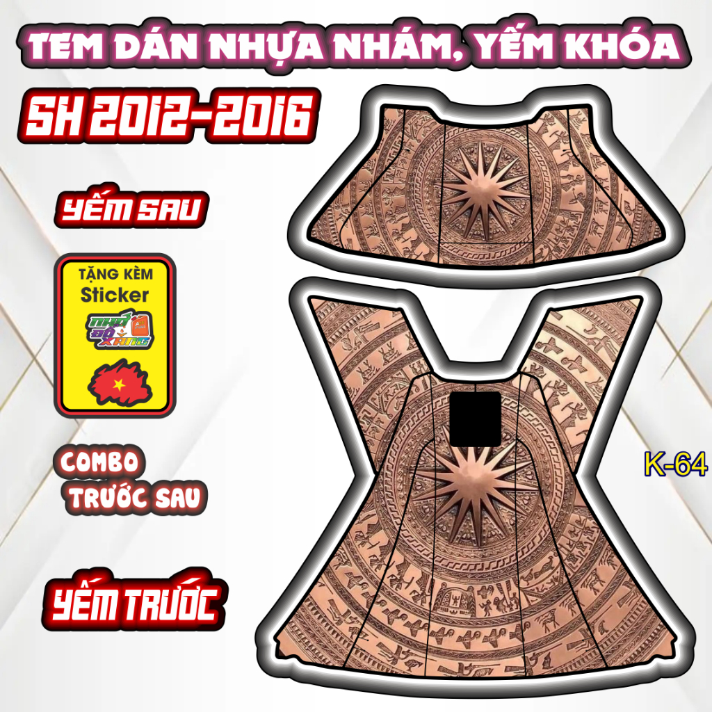 Tem Yếm Khóa Nhựa nhám SH Đủ Đời  2012 - 2013 - 2014 - 2015 - 2016- Decal Chống Nước Trang Trí Xe.