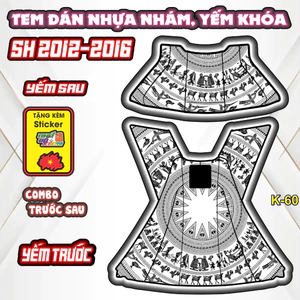 Tem Yếm Khóa Nhựa nhám SH Đủ Đời 2012 - 2013 - 2014 - 2015 - 2016- Decal Chống Nước Trang Trí Xe.