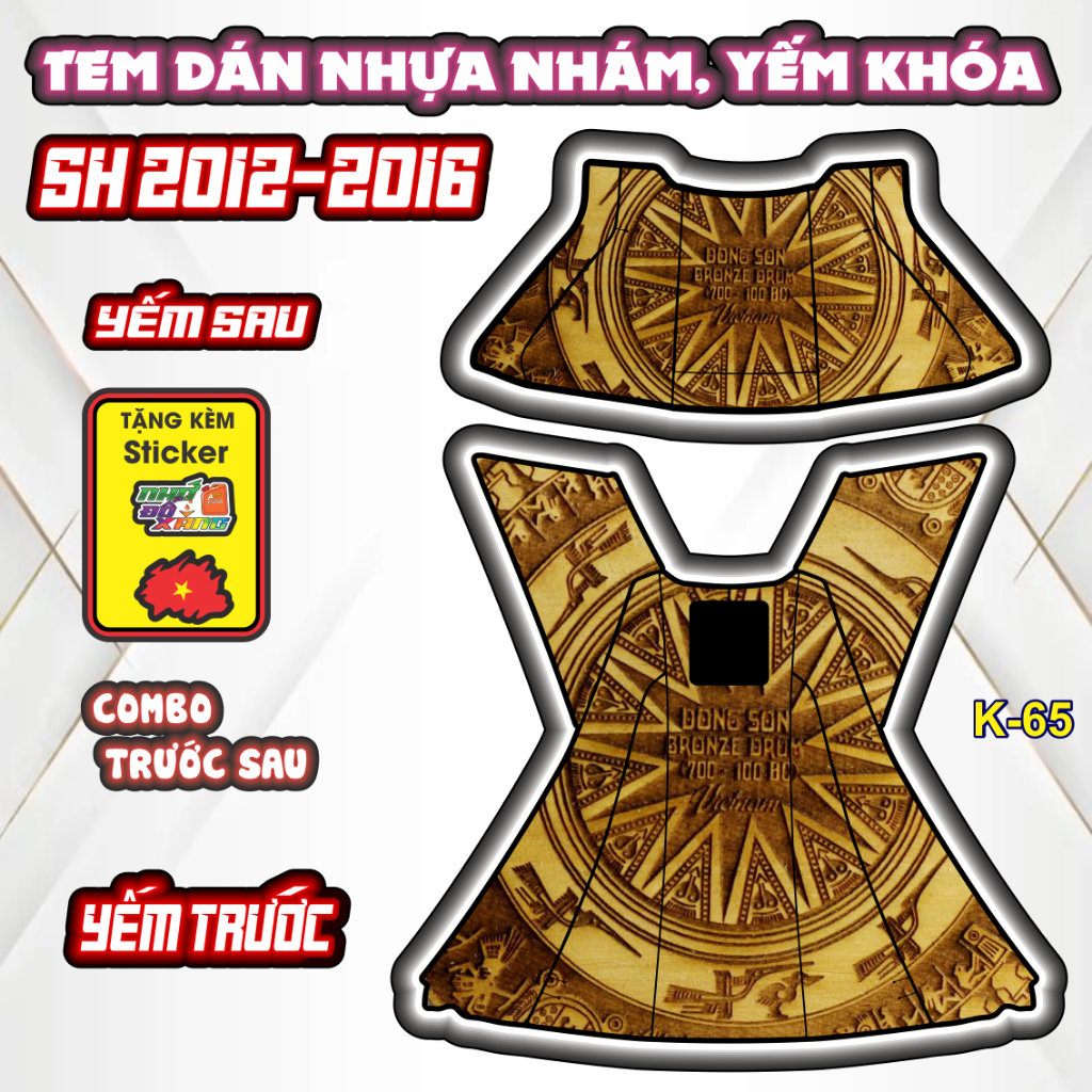 Tem Yếm Khóa Nhựa nhám SH Đủ Đời  2012 - 2013 - 2014 - 2015 - 2016- Decal Chống Nước Trang Trí Xe.
