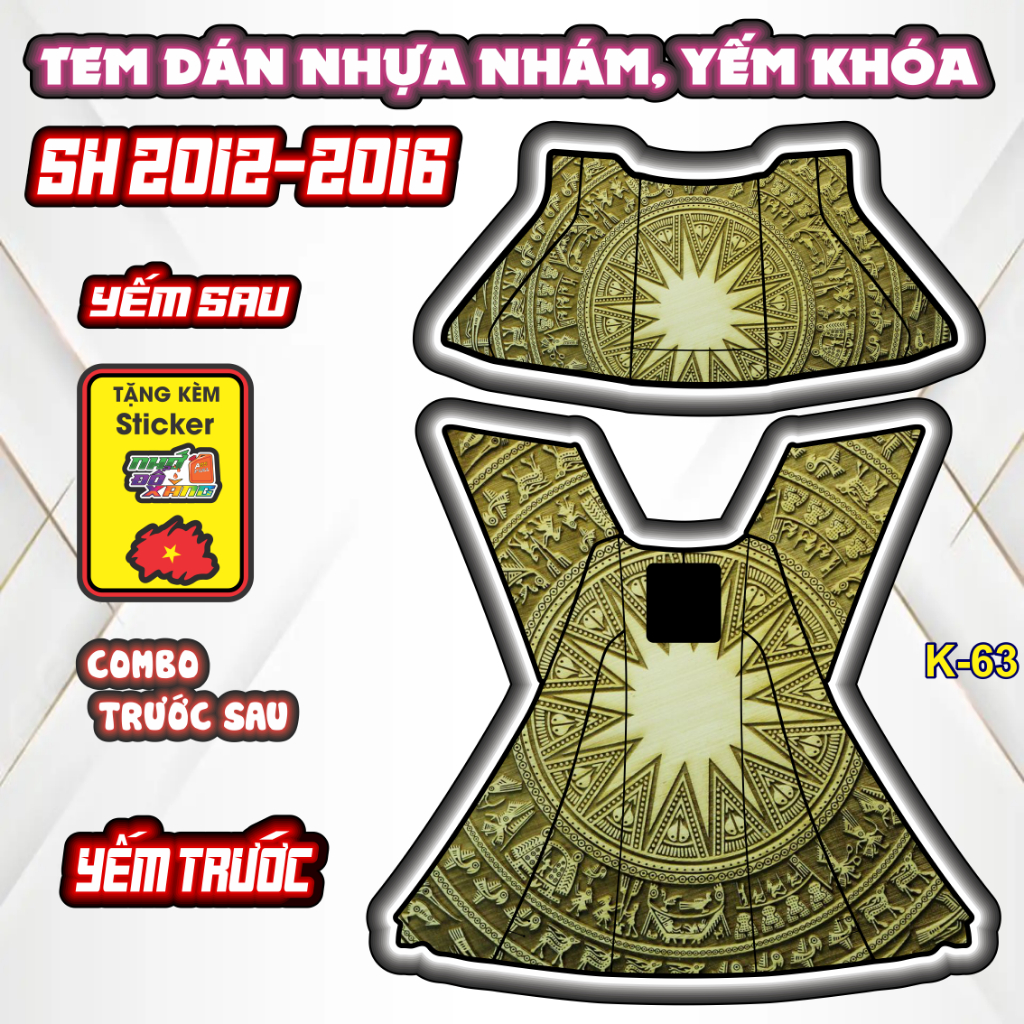 Tem Yếm Khóa Nhựa nhám SH Đủ Đời  2012 - 2013 - 2014 - 2015 - 2016- Decal Chống Nước Trang Trí Xe.