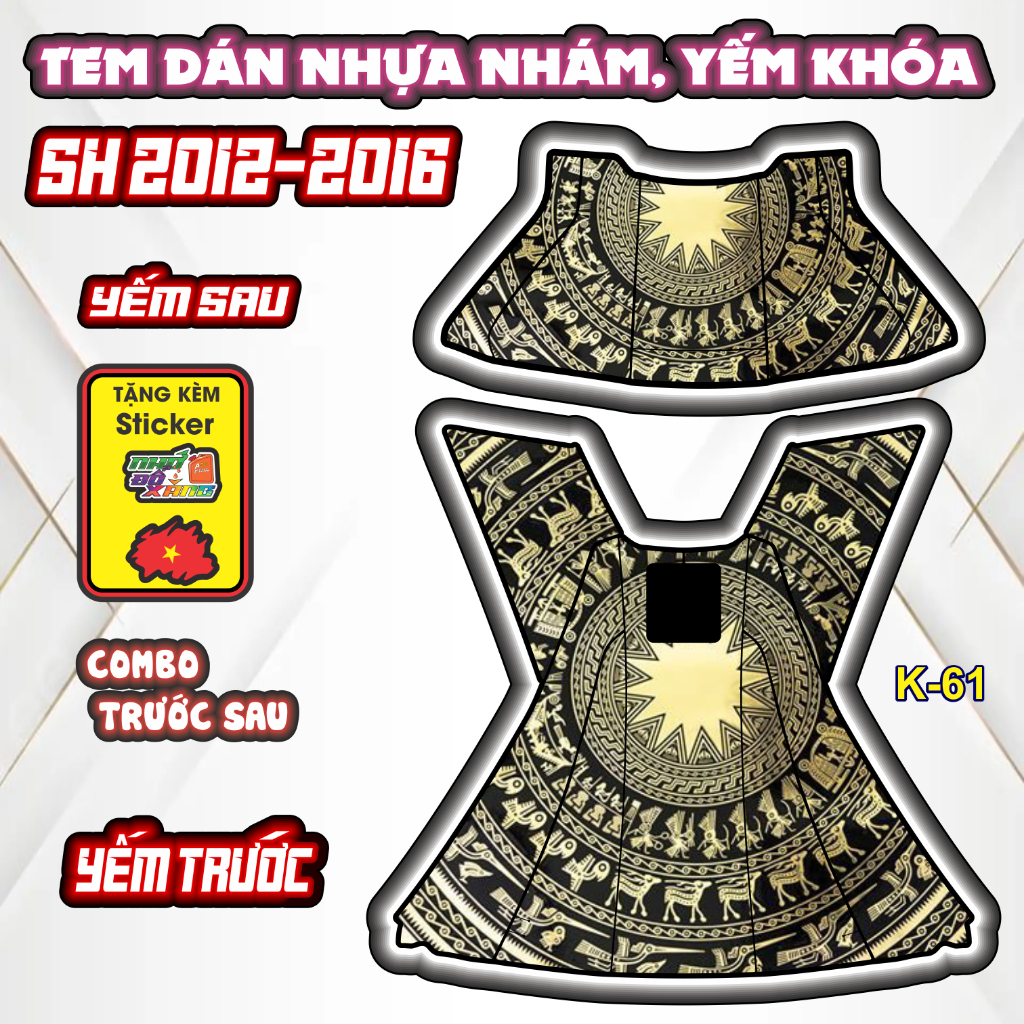 Tem Yếm Khóa Nhựa nhám SH Đủ Đời  2012 - 2013 - 2014 - 2015 - 2016- Decal Chống Nước Trang Trí Xe.