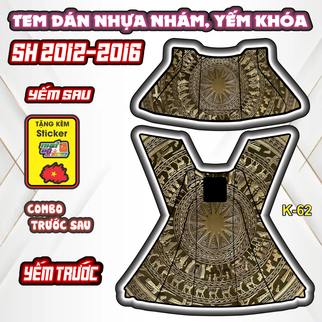 Tem Yếm Khóa Nhựa nhám SH Đủ Đời  2012 - 2013 - 2014 - 2015 - 2016- Decal Chống Nước Trang Trí Xe.