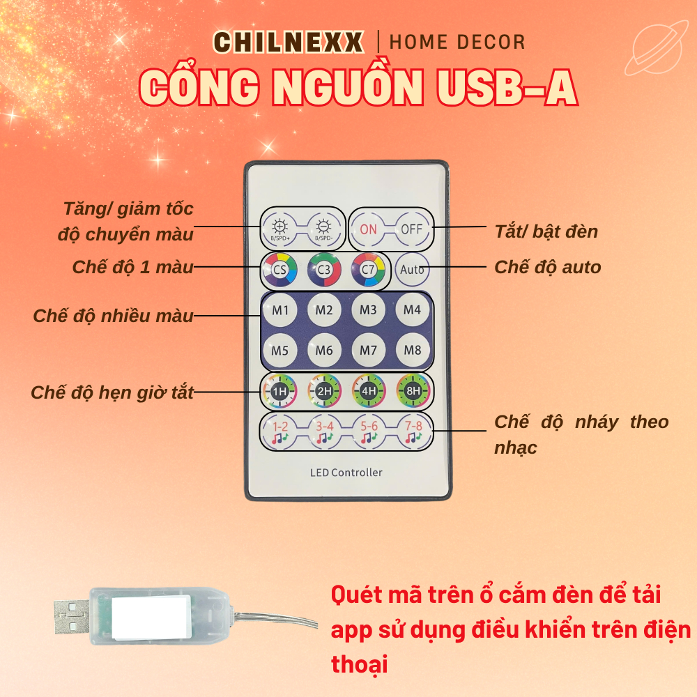 Đèn LED Giọt Lệ RGB CHILNEX  Where Feelings Recharge  nháy theo nhạc sử dụng trên điện thoại điều khiển trang trí nhà p