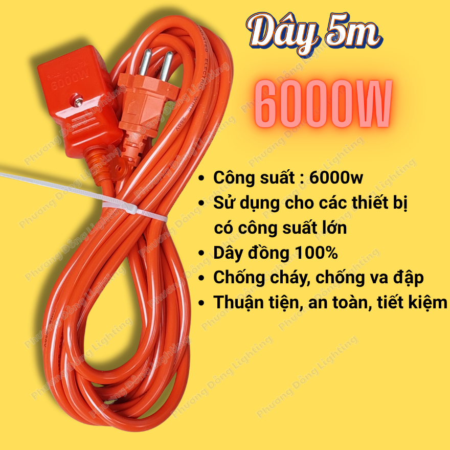 Phích âm liền dây chịu tải cao 6000w - 3m, 5m, 8m Siêu tải  An toàn Thuận tiện