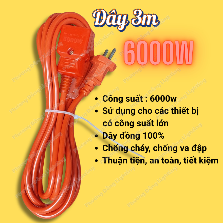 Phích âm liền dây chịu tải cao 6000w - 3m, 5m, 8m Siêu tải  An toàn Thuận tiện