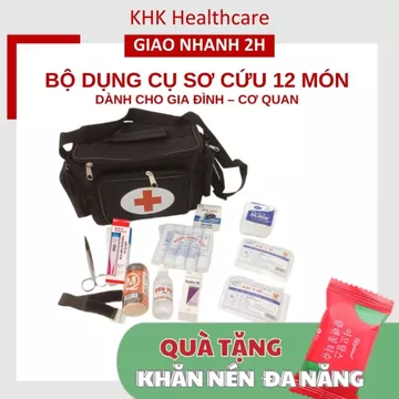 Túi sơ cứu 12 món (túi đen) đầy đủ tiện dụng cho gia đình, cơ quan, xí nghiệp - KHK Healthcare