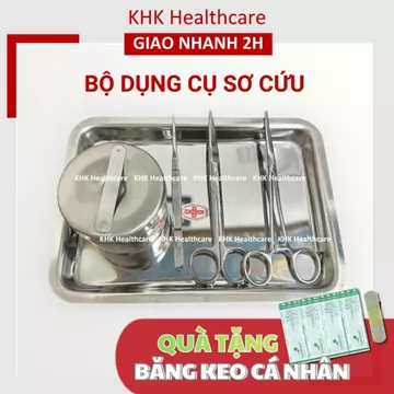 Bộ dụng cụ y tế gia đình cơ bản (dụng cụ sơ cứu inox) KHAY1723,N14,K16,P16, HGD7.5