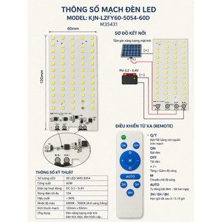 Bo Mạch LED 60 Bóng 5054 – Mạch LED Đèn Năng Lượng Mặt Trời sáng trắng