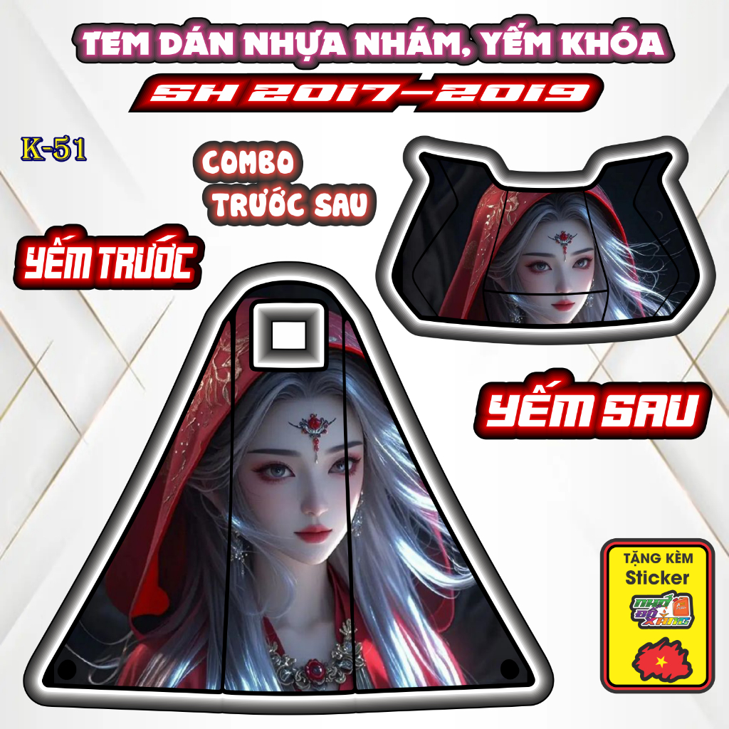 Bộ Tem Nhựa Nhám SH 2017 - 2018 - 2019 Mẫu Mỹ Nhân- Thiết Kế Tinh Tế, Tạo Điểm Nhấn Sang Trọng Cho Xe.