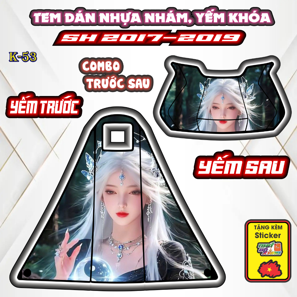 Bộ Tem Nhựa Nhám SH 2017 - 2018 - 2019 Mẫu Mỹ Nhân- Thiết Kế Tinh Tế, Tạo Điểm Nhấn Sang Trọng Cho Xe.