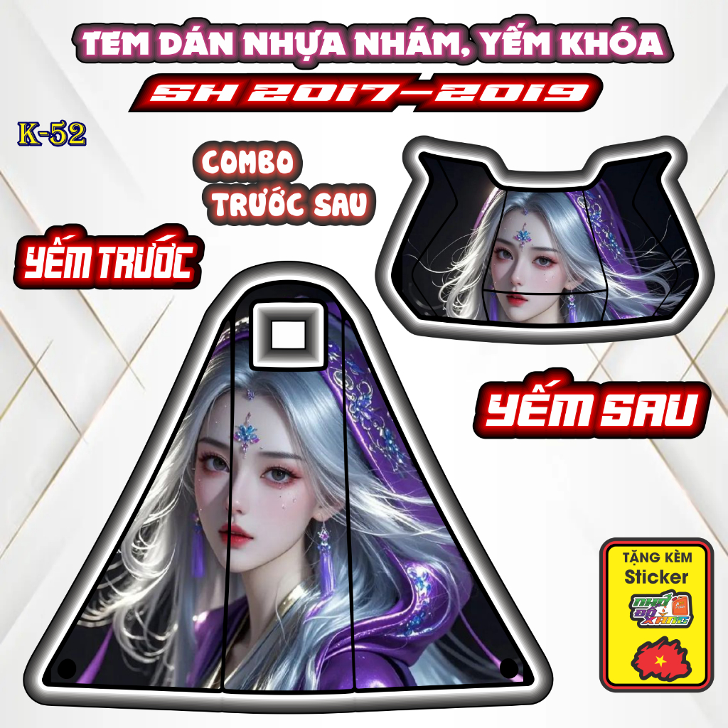 Bộ Tem Nhựa Nhám SH 2017 - 2018 - 2019 Mẫu Mỹ Nhân- Thiết Kế Tinh Tế, Tạo Điểm Nhấn Sang Trọng Cho Xe.