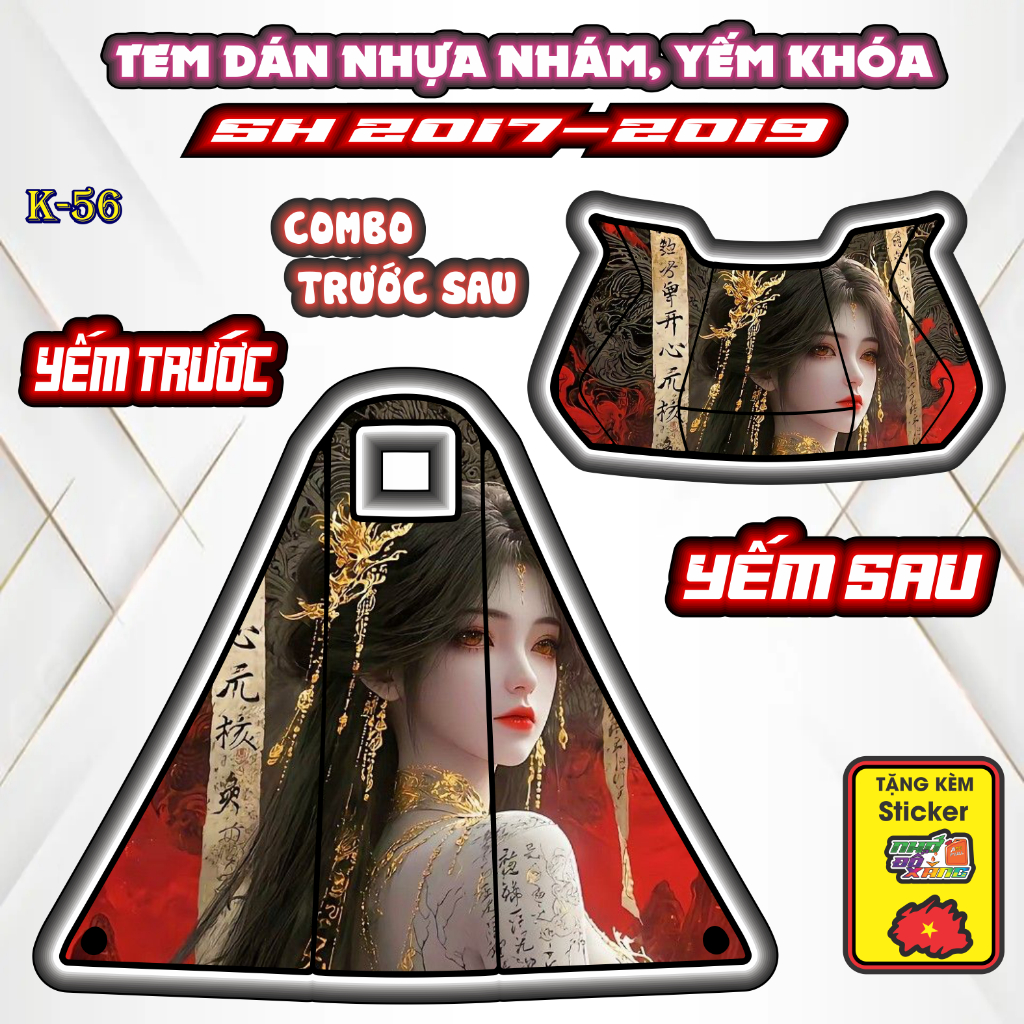 Bộ Tem Nhựa Nhám SH 2017 - 2018 - 2019 Mẫu Mỹ Nhân- Thiết Kế Tinh Tế, Tạo Điểm Nhấn Sang Trọng Cho Xe.