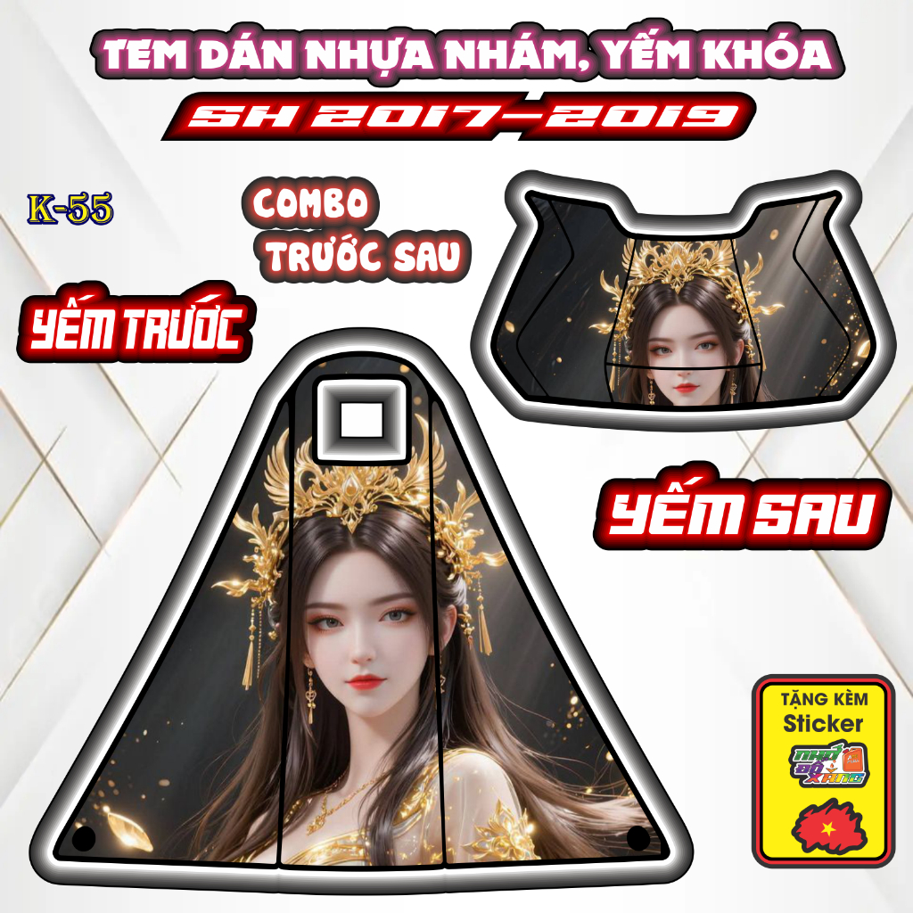 Bộ Tem Nhựa Nhám SH 2017 - 2018 - 2019 Mẫu Mỹ Nhân- Thiết Kế Tinh Tế, Tạo Điểm Nhấn Sang Trọng Cho Xe.