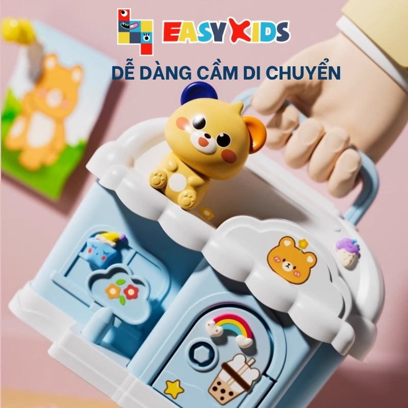 Hộp Ống heo đựng tiền tiết kiệm có khóa dễ thương kèm sticker cho bé giáo dục tài chính sớm