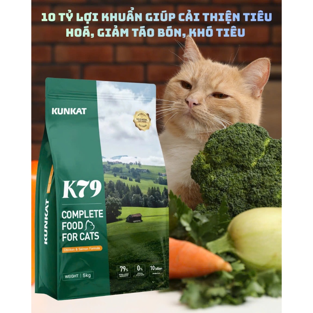 Thức Ăn Cho Mèo KUNKAT Túi 5Kg Siêu Topping, Hỗ Trợ Tiêu Hóa, Mix Thịt Sấy, Cho Mèo Mọi Lứa Tuổi
