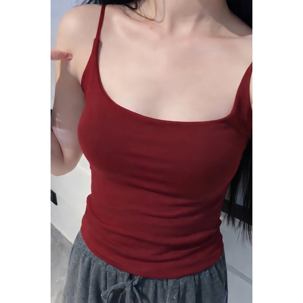 Áo Hai Dây Kèm Mút Chất Cotton Mềm Mịn Dáng Ôm Fit Body - LL07