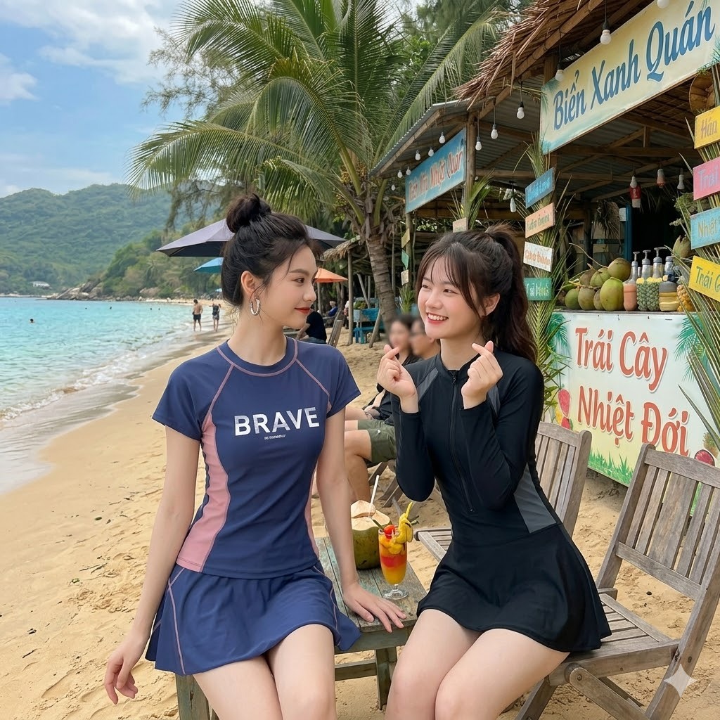 Bikini đồ bơi,bộ bơi nữ 2 mảnh kín đáo áo ngắn tay quần 2 lớp chất thun bơi co giãn,có size từ 38-65kg