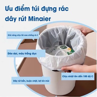 Túi Rác Dây Rút Cuộn 50 Túi Size 45x50cm – Túi Đựng Rác PE Siêu Dày, Dai Chắc Chắn, Chống Rò Rỉ, Có Quai Xách Tiện Lợi
