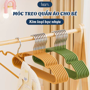 Móc Treo Quần Áo Cho Bé Bọc Nhựa, Móc Treo Trẻ Em Chống Trượt, Lõi Kim Loại Chắc Chắn, Nhiều Màu