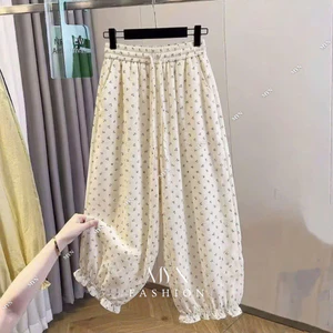 Quần Bom Thụng Họa Tiết Hoa Nhí Phối Chân Gấu Bèo Dáng Tiểu Thư Chất Đũi Hàn Mềm Mát {MYN28}