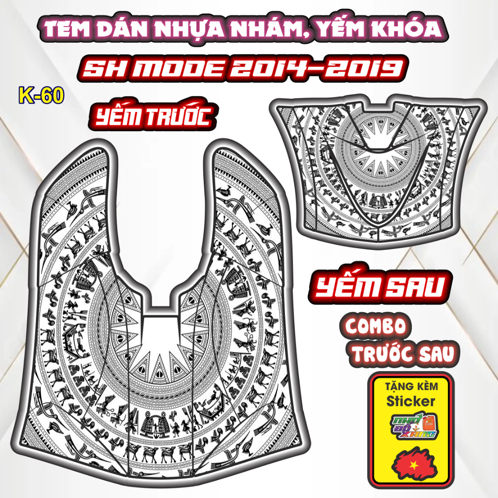 Tem Dán Nhựa Nhám SH MODE Đủ Đời 2014-2019 - Cắt Sẵn Theo Khuôn, Mua Về Chỉ Việc Dán.