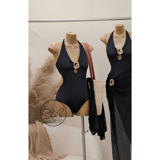 Set Bikini Khoét Eo Cài Đá Kèm Chân Váy Ren