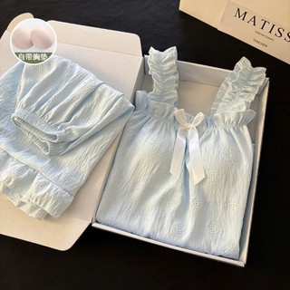 Set ngủ nữ JOIE TRENDY CÓ MÚT NGỰC, Bộ pijama babydoll vải dập hoa nổi dây áo bèo tiểu thư giấu bụng mềm mát