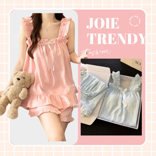 Set ngủ nữ JOIE TRENDY CÓ MÚT NGỰC, Bộ pijama babydoll vải dập hoa nổi dây áo bèo tiểu thư giấu bụng mềm mát