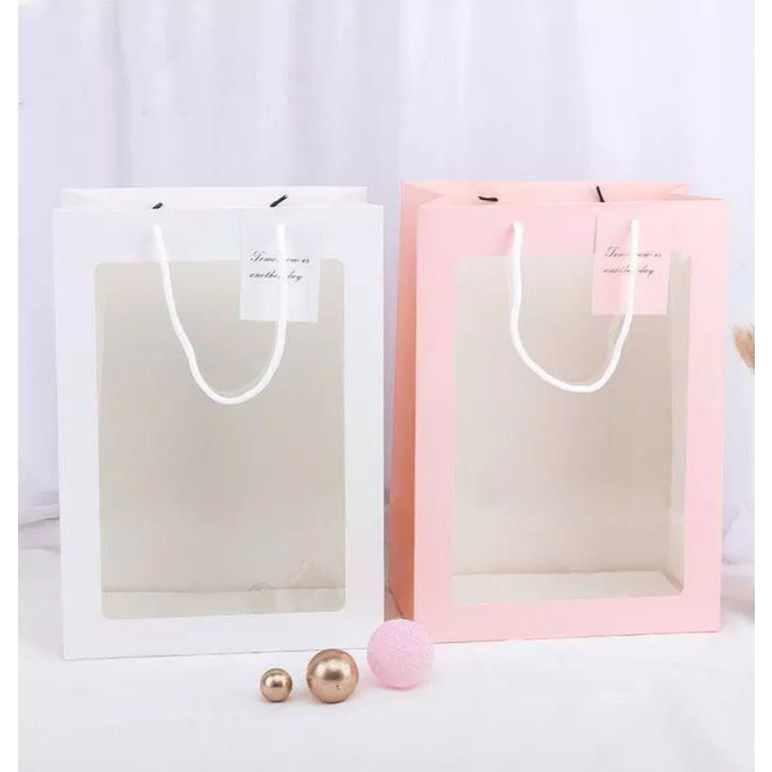 Túi giấy mặt kính đựng hoa quà tặng túi quà, phụ kiện hoa [Size 15x25x35] - Rosa Gift House