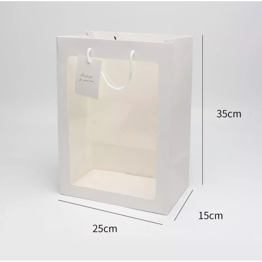 Túi giấy mặt kính đựng hoa quà tặng túi quà, phụ kiện hoa [Size 15x25x35] - Rosa Gift House