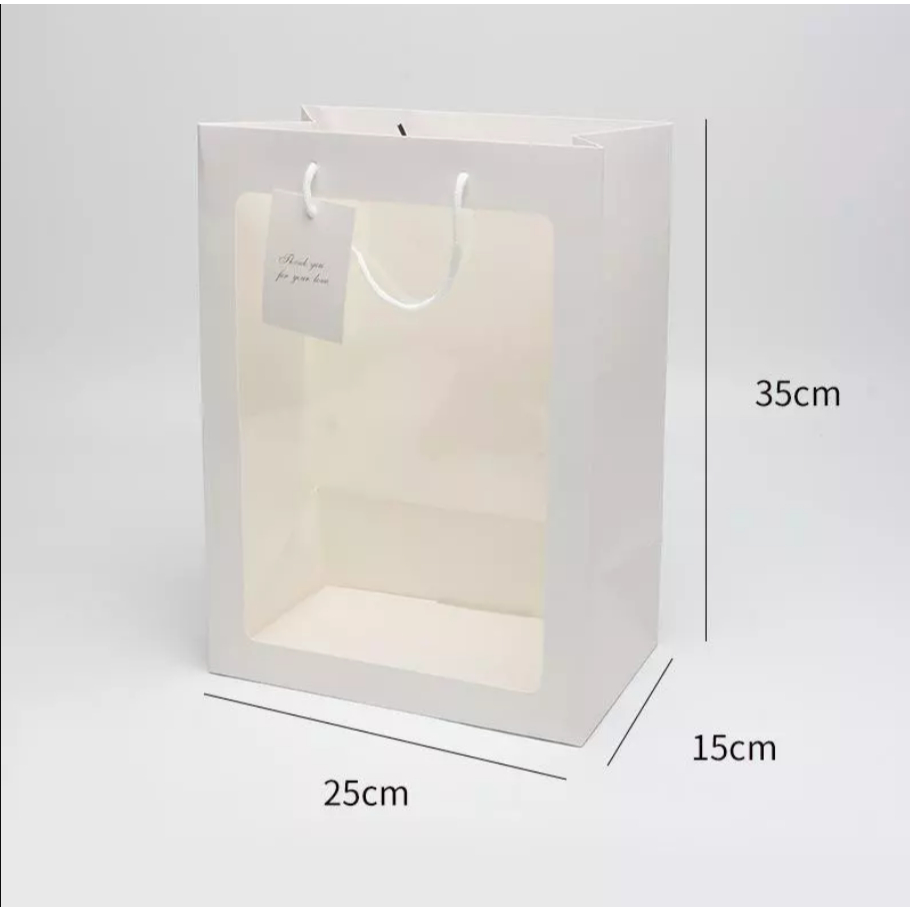 Túi giấy mặt kính đựng hoa quà tặng túi quà, phụ kiện hoa [Size 15x25x35] - Rosa Gift House