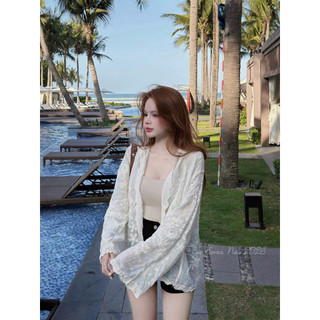 Áo khoác mỏng mũ hoa cài khuy