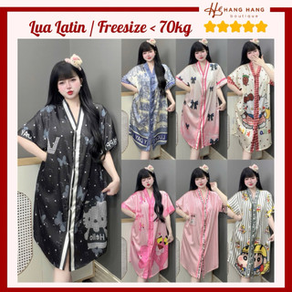 Đầm váy ngủ sơ mi bigsize thiết kế cổ v chữ y lụa mềm mát lạnh 70V04, váy đầm đồ ngủ nữ mặc nhà dễ thương sang chảnh