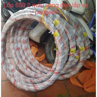 Lốp 650 2 màu đen +vàng  nắp xe peugeot sao vàng