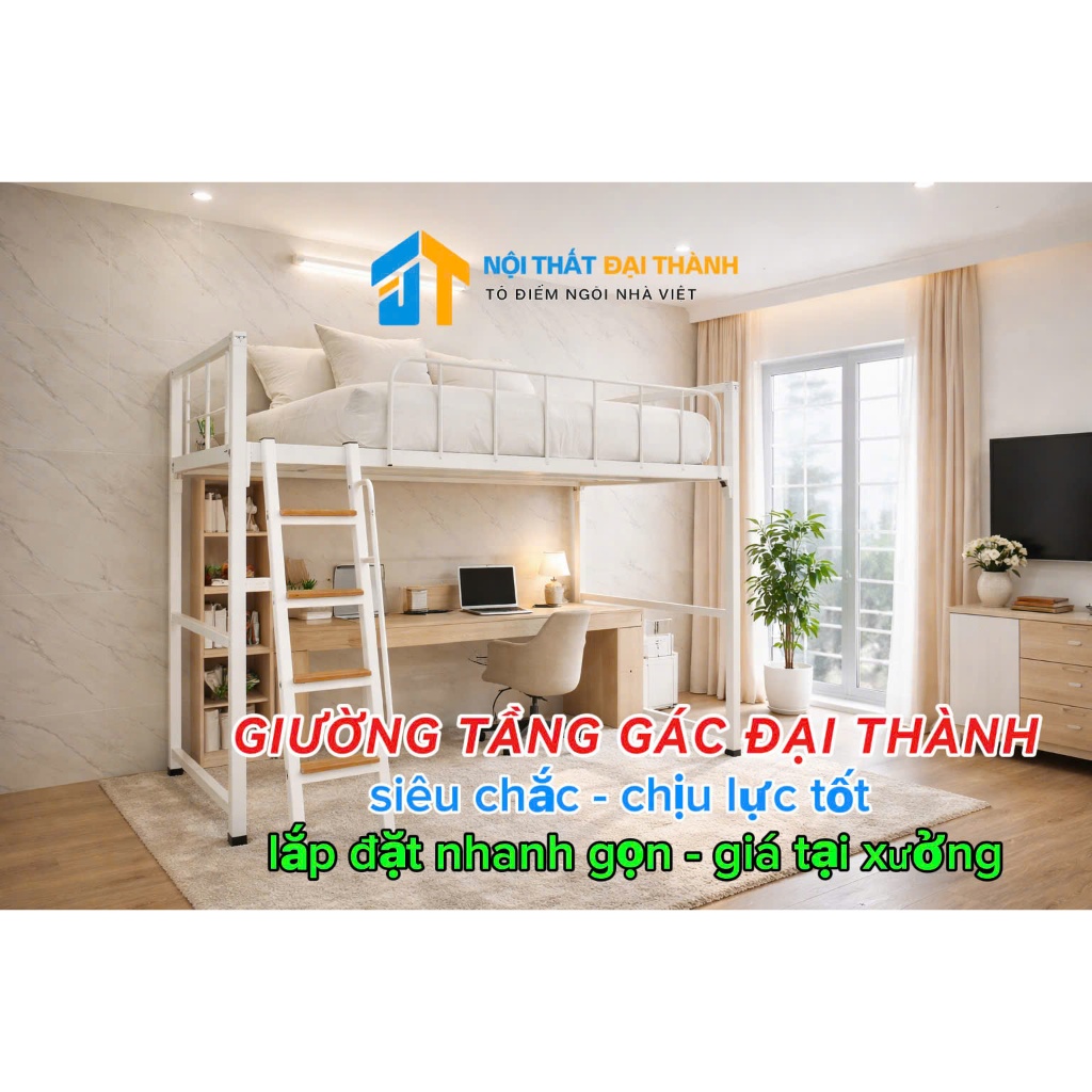 Giường tầng gác nhiều kích thước sắt hộp 48, giao và ráp miễn phí HCM, hình chụp thật 100% NỘI THẤT ĐẠI THÀNH