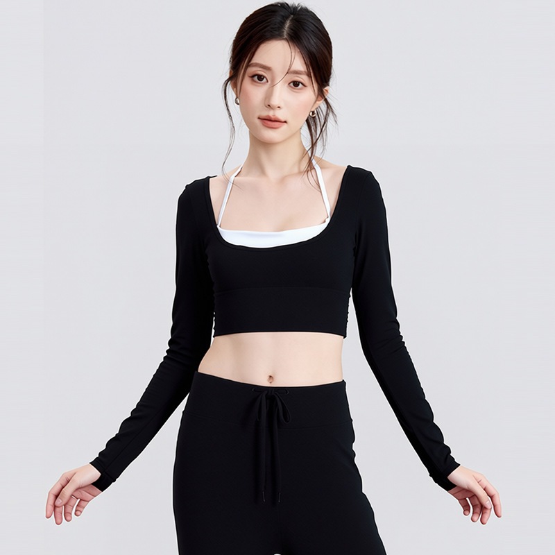 【Hoppe Fumeng】Áo Thể Thao Nữ Dài Tay Thoáng Mát Chống Trượt Lót Ngực Cho Tập Gym Yoga