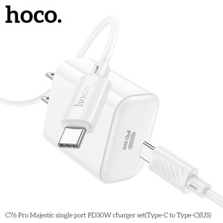 Bộ sạc nhanh Hoco C76 Pro kèm cáp TypeC to TypeC PD 30W và USB QC 3.0 (Trắng) - Phụ Kiện Nhất Tín