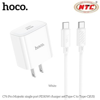 Bộ sạc nhanh Hoco C76 Pro kèm cáp TypeC to TypeC PD 30W và USB QC 3.0 (Trắng) - Phụ Kiện Nhất Tín
