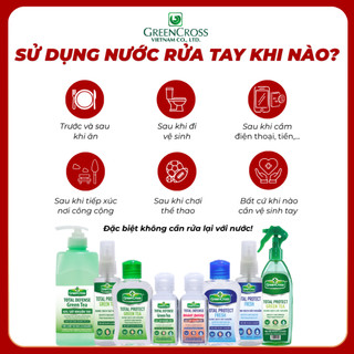 Combo 4 Chai Xịt Rửa Tay Khô Green Cross 300ml TOTAL PROTECT - Diệt Khuẩn 99.9% - Hương Trà Xanh