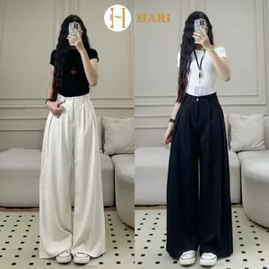Quần tây ống rộng Hari nữ xếp ly chất GOLD ống rộng dài chùm phủ chân
