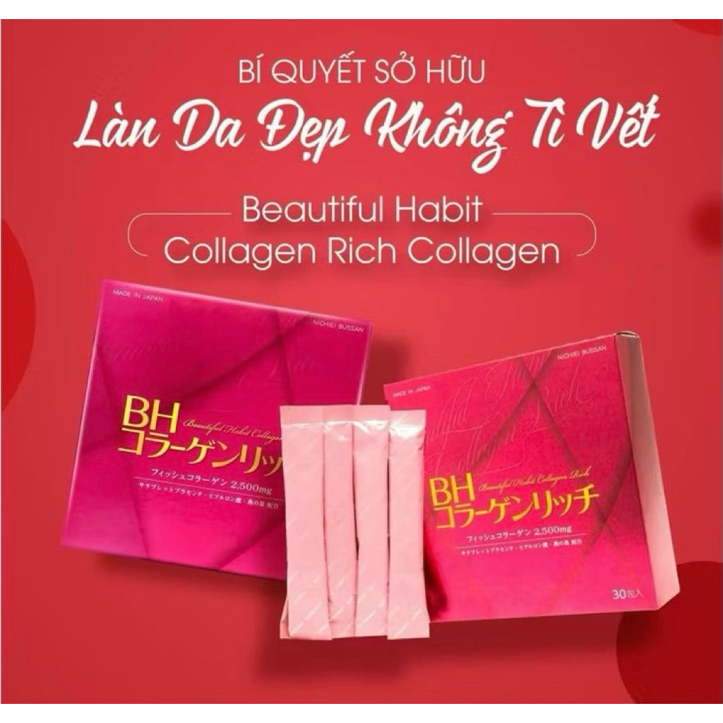 BH Collagen Nichiei Bussan Thủy Phân -Hộp 30 gói- Thực phẩm bổ sung Collagen & Vitamin C cho cơ thể
