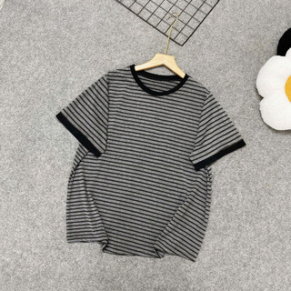 Áo Thun Kẻ Sọc Bigsize Nữ Form Rộng Basic Cổ Tròn Năng Động Cho Nàng Chubby A294