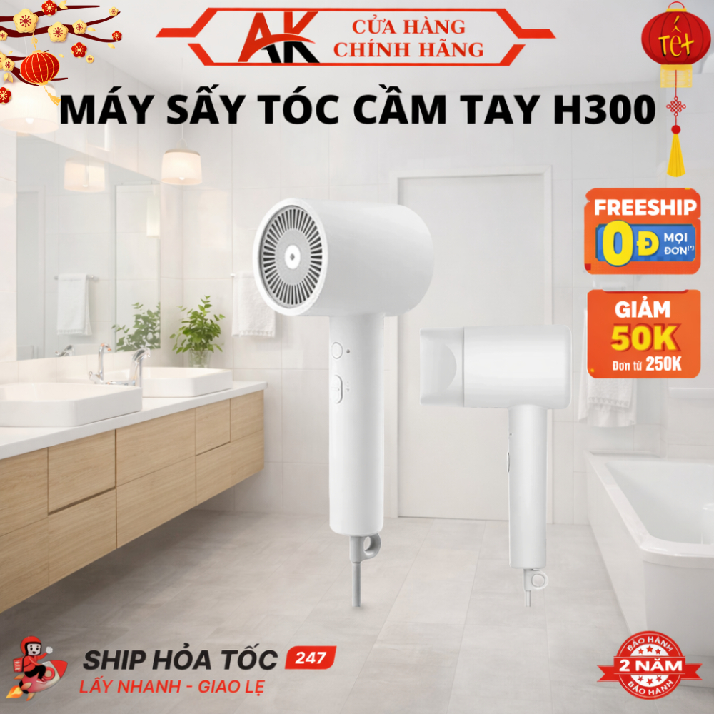 Máy Sấy Tóc Mijia H300 Công Suất 1600W, Tạo ION Âm Bảo Vệ Tóc, Sấy Khô Nhanh, Bảo Hành 2 Năm