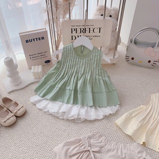 Áo hè trẻ em, Áo xếp ly bé gái dáng xoè nhiều màu 9-25kg A580 Tiểu Yến KID