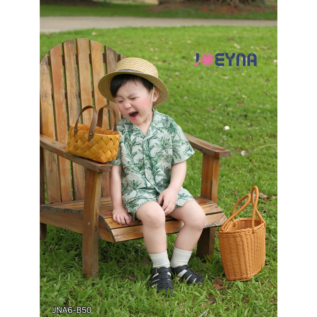 Set bộ cộc đi biển Joeyna B50 hoa lá cây dừa cho bé 8-24kg